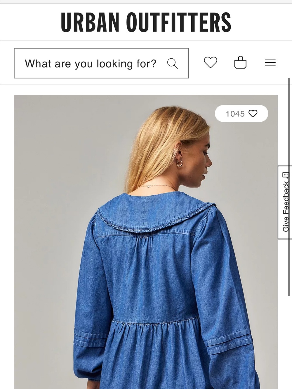 Urban Outfitters Blue Denim-Look Peter Pan Collar Button-Front Dress - Picture 3 of 4